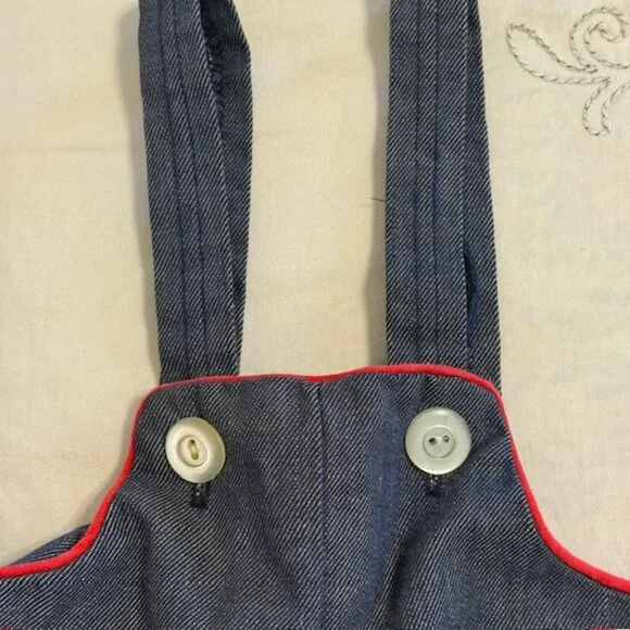 Vintage Bib Overalls Baby Boy Toddler 18M Blue Corduroy & Denim Button Up - Picture 6 of 6